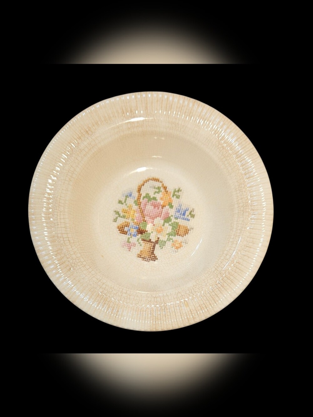 Vintage Salem China 7" Plate & 5-1/2" Bowl "Basket PP" or "Needlepoint" Pattern